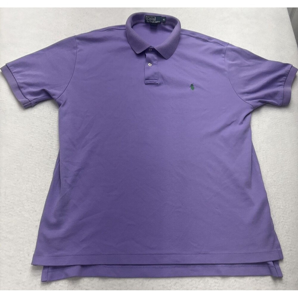 Polo by Ralph Lauren XL Purple Polo Shirt Short Sleeve Classic Fit Green Logo